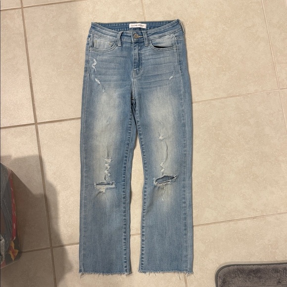 Flying Monkey Light Blue Distressed Skinny Jeans - Picture 3 of 6